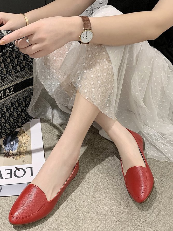 Women's Plain Stitch Detail Flat Shoes
