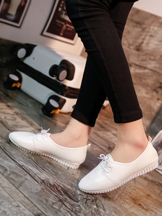 Solid Casual Simple Commuter Lace Up Flat Shoes