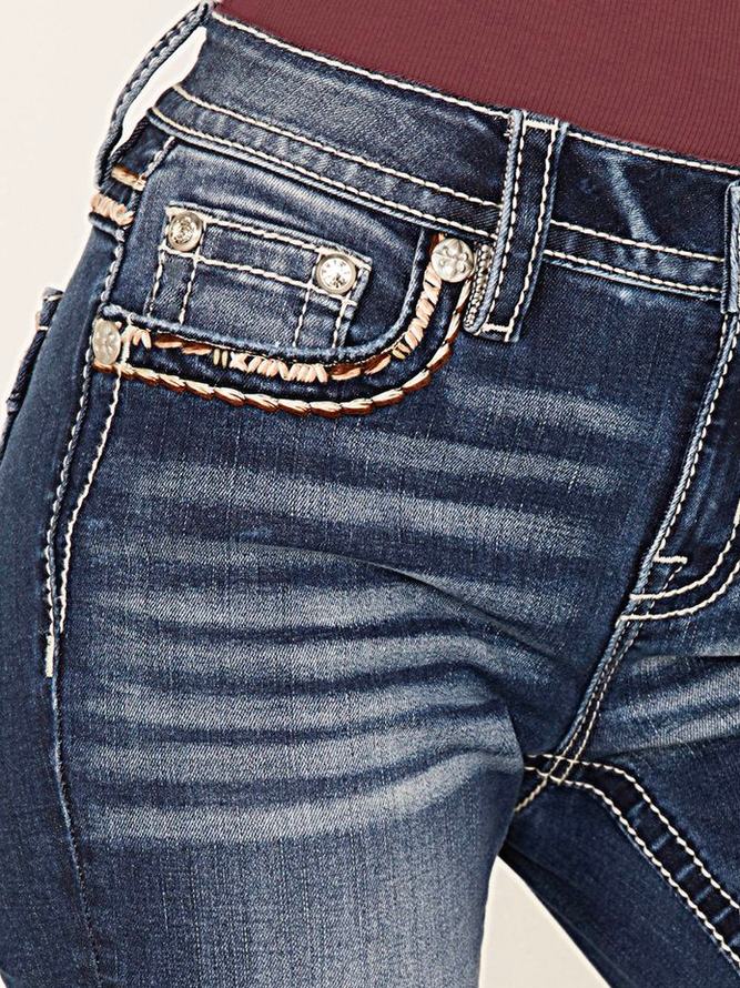 Denim Boho Loose Plain Jeans