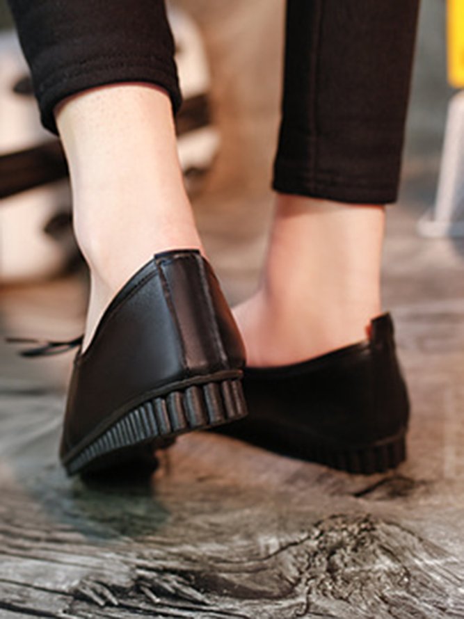 Solid Casual Simple Commuter Lace Up Flat Shoes