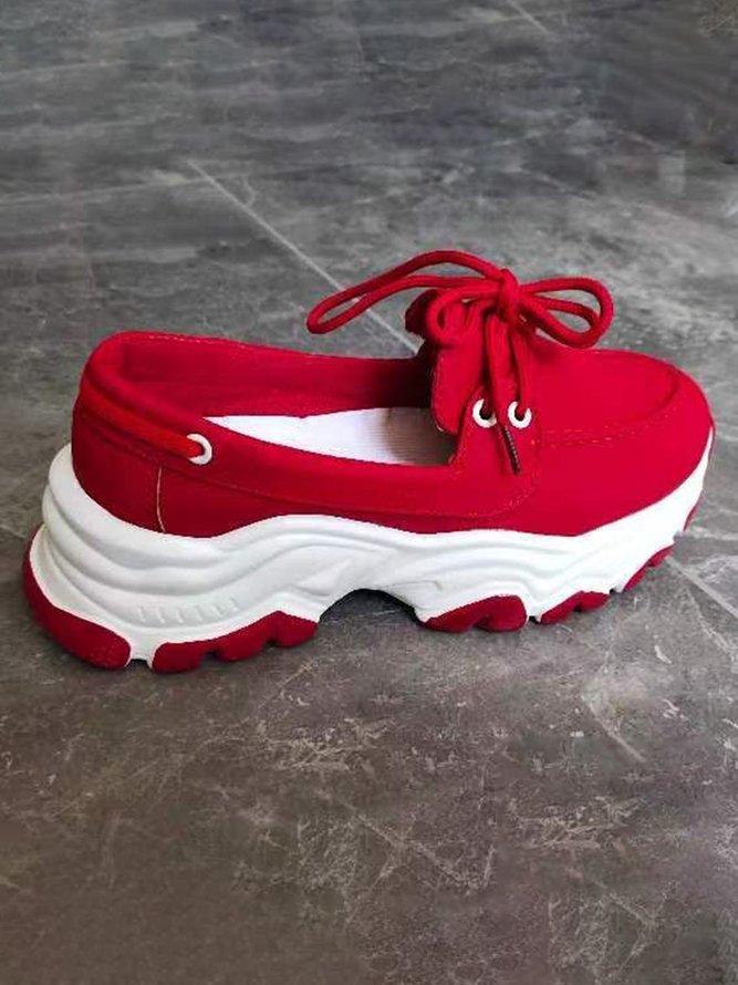 Plus Size Lace-up Decor Casual Slip On Platform Shoes