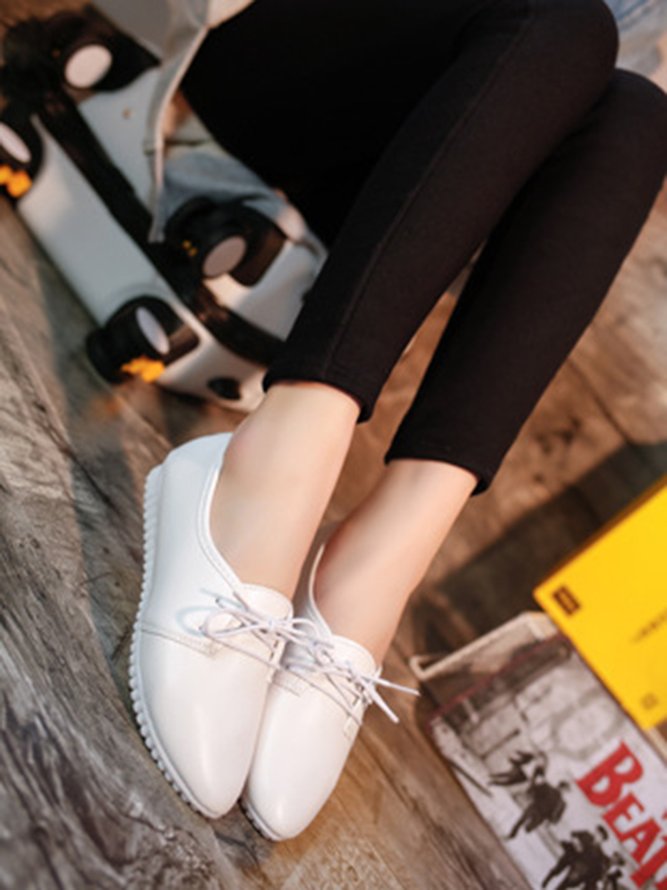 Solid Casual Simple Commuter Lace Up Flat Shoes