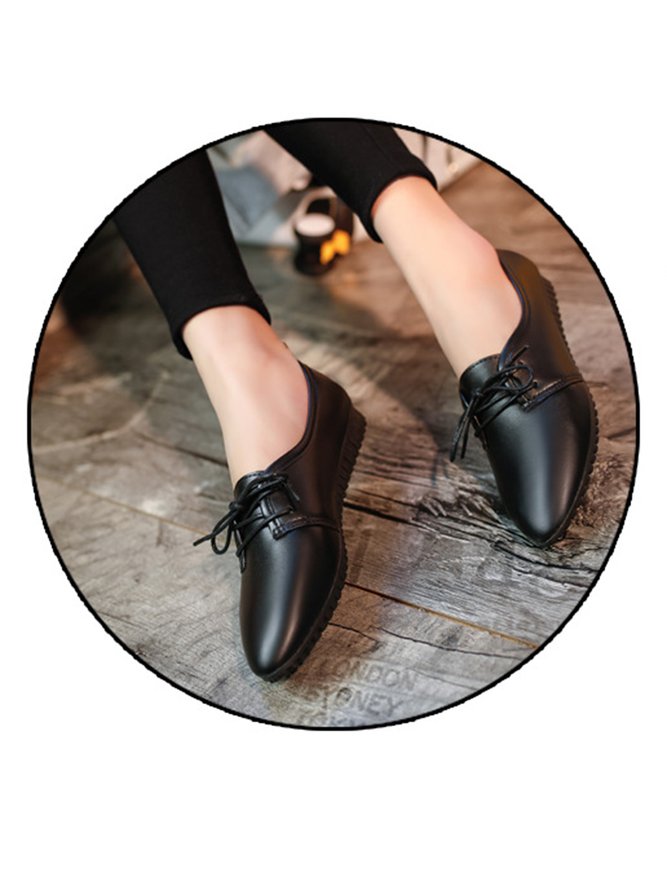 Solid Casual Simple Commuter Lace Up Flat Shoes