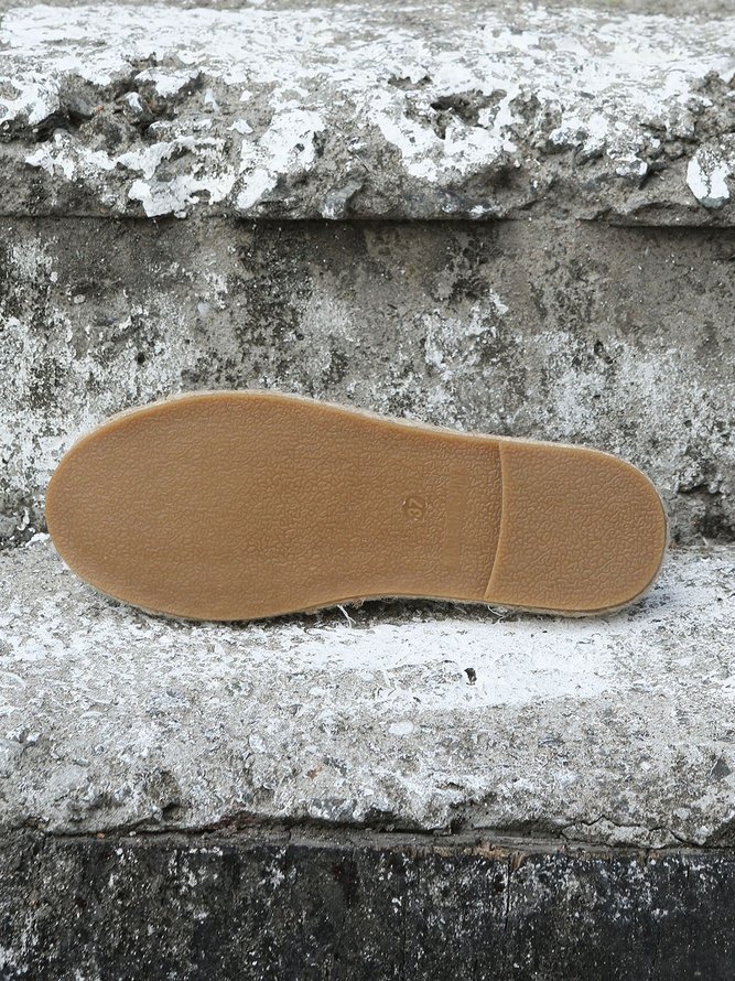 Plus Size Dog Embroidered Canvas Espadrille Slides