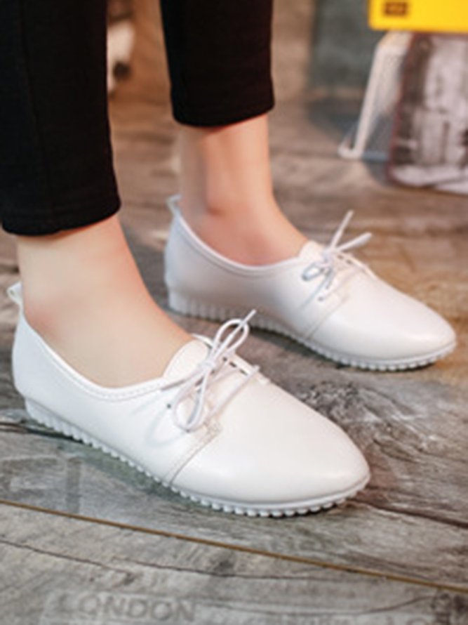 Solid Casual Simple Commuter Lace Up Flat Shoes