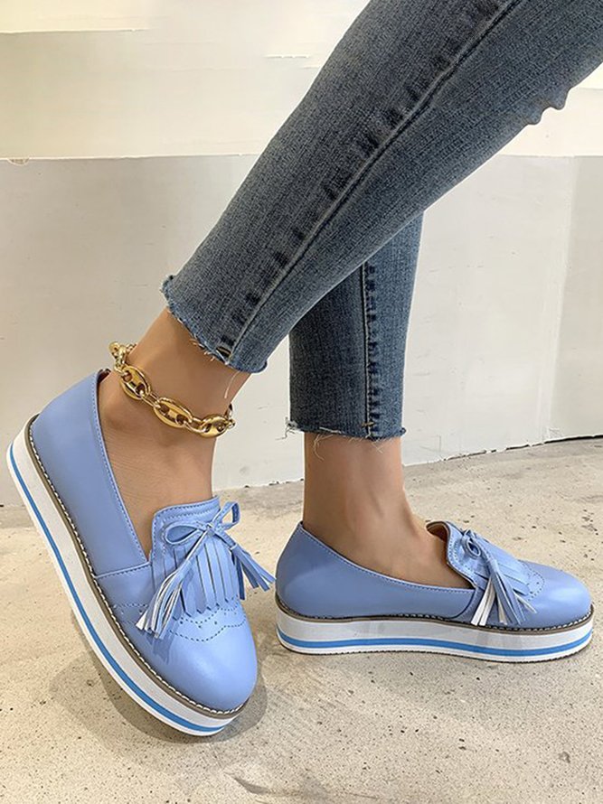 Bowknot Tassel Classic Baroque Flat Leather Shoes