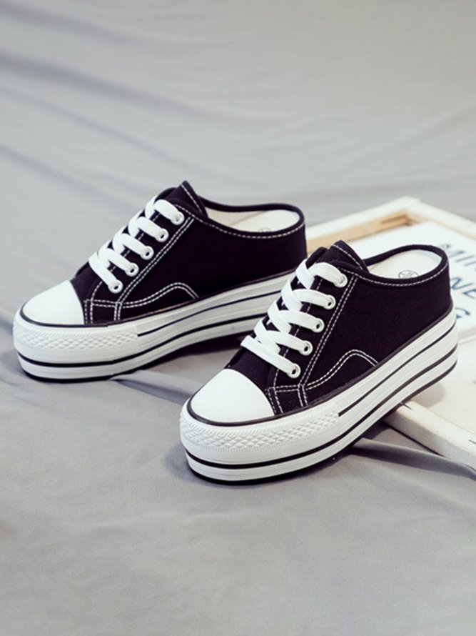 Casual Increased Wedges Canvas Slippers