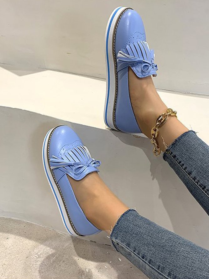 Bowknot Tassel Classic Baroque Flat Leather Shoes