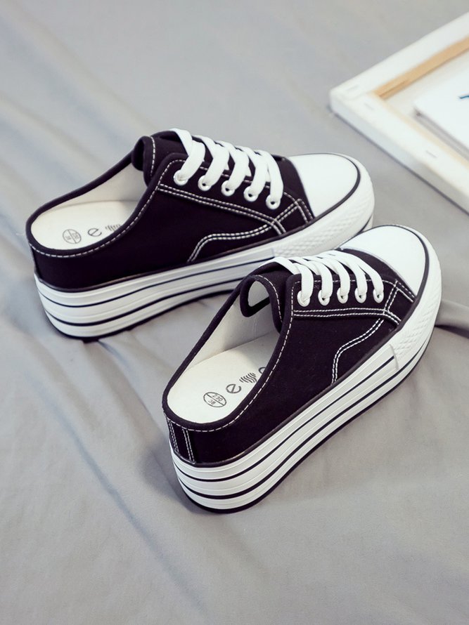 Casual Increased Wedges Canvas Slippers