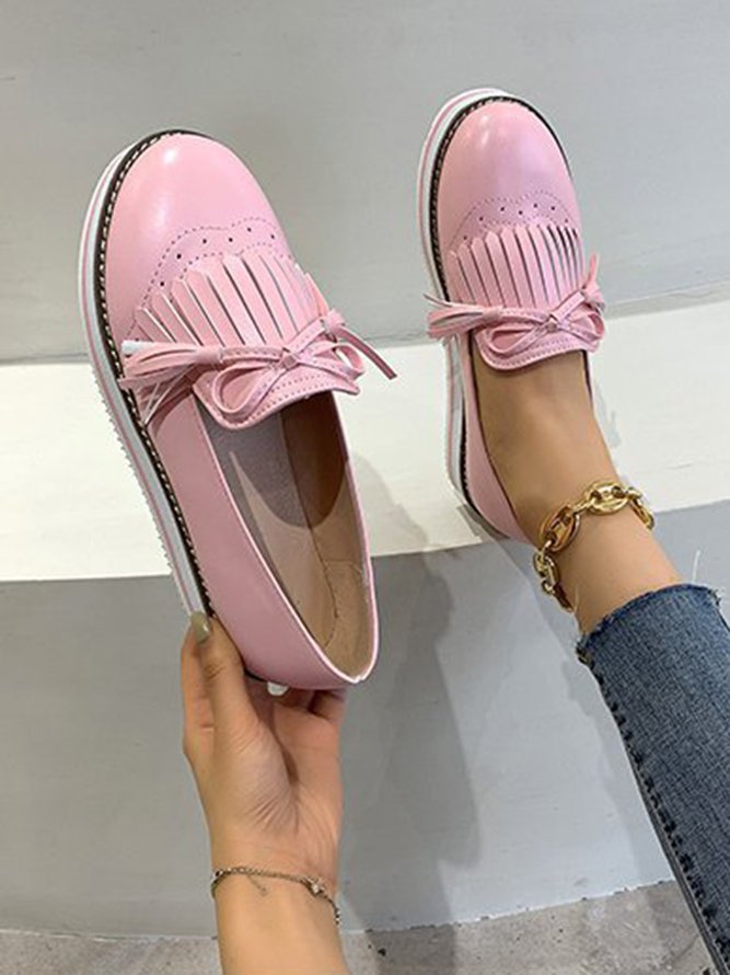 Bowknot Tassel Classic Baroque Flat Leather Shoes