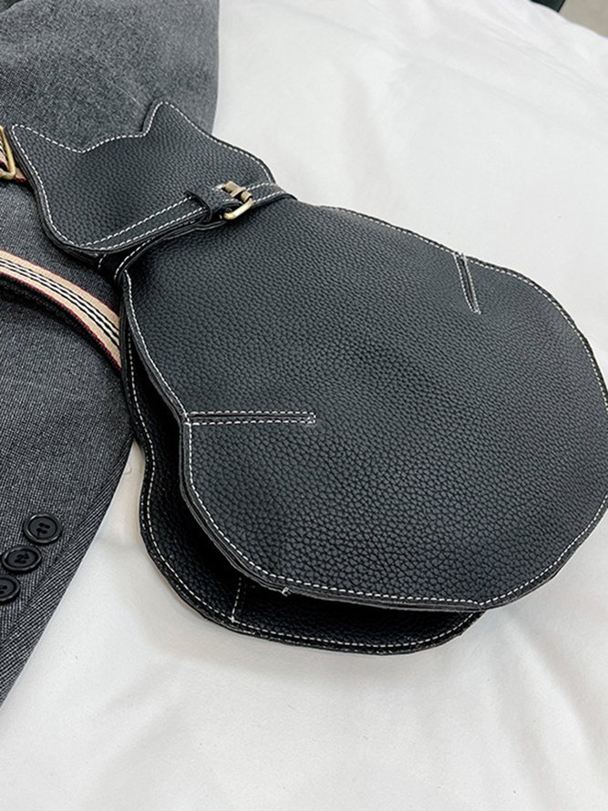 Cat Motif Buckle Zip Messenger Bag
