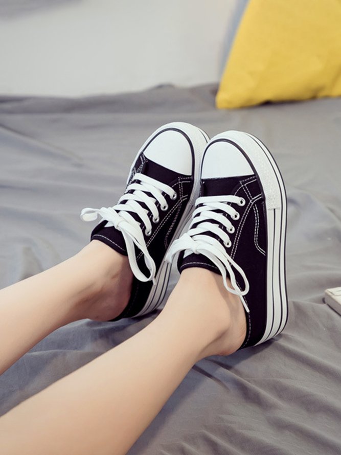 Casual Increased Wedges Canvas Slippers