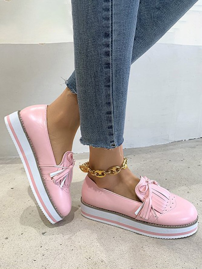 Bowknot Tassel Classic Baroque Flat Leather Shoes