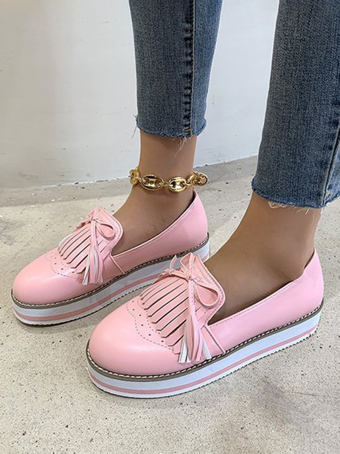 Bowknot Tassel Classic Baroque Flat Leather Shoes