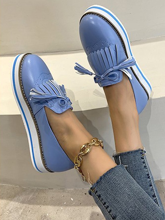 Bowknot Tassel Classic Baroque Flat Leather Shoes