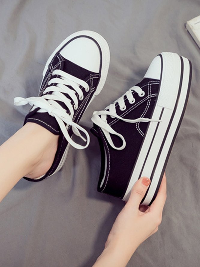 Casual Increased Wedges Canvas Slippers