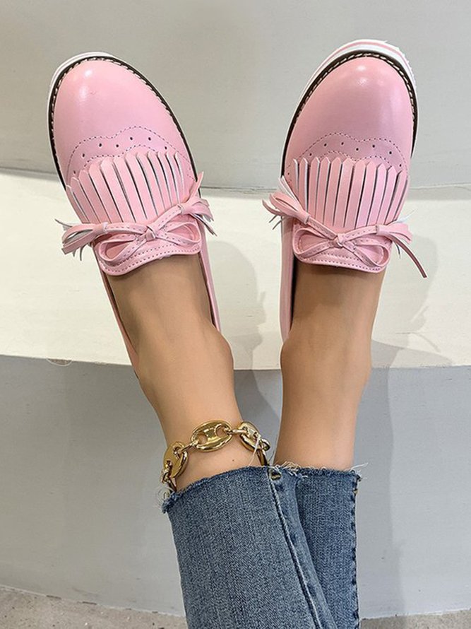Bowknot Tassel Classic Baroque Flat Leather Shoes