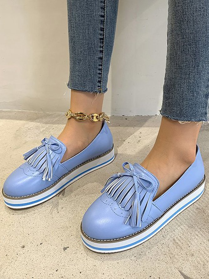 Bowknot Tassel Classic Baroque Flat Leather Shoes