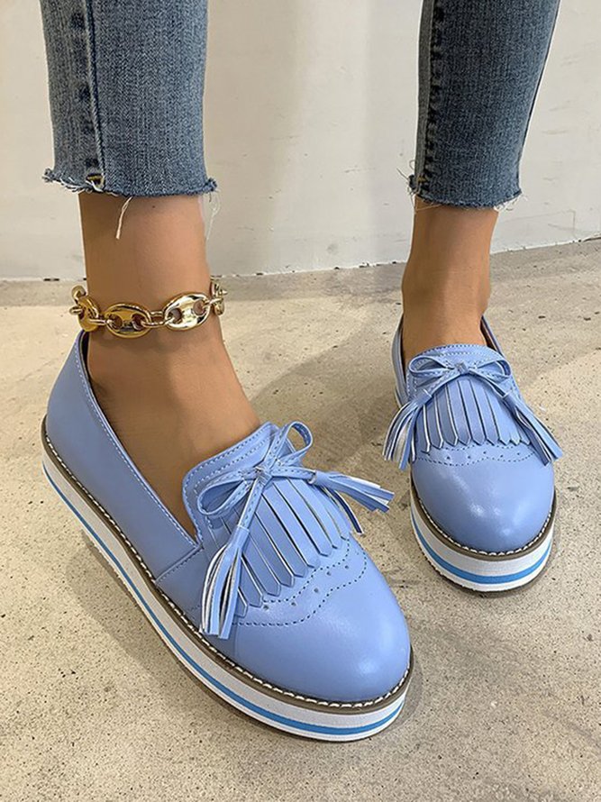 Bowknot Tassel Classic Baroque Flat Leather Shoes