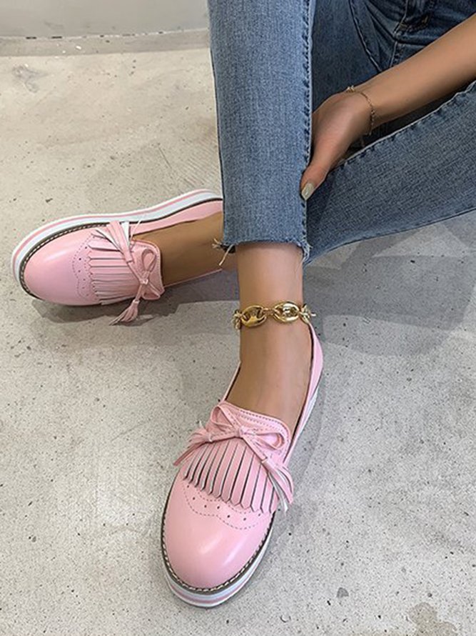 Bowknot Tassel Classic Baroque Flat Leather Shoes