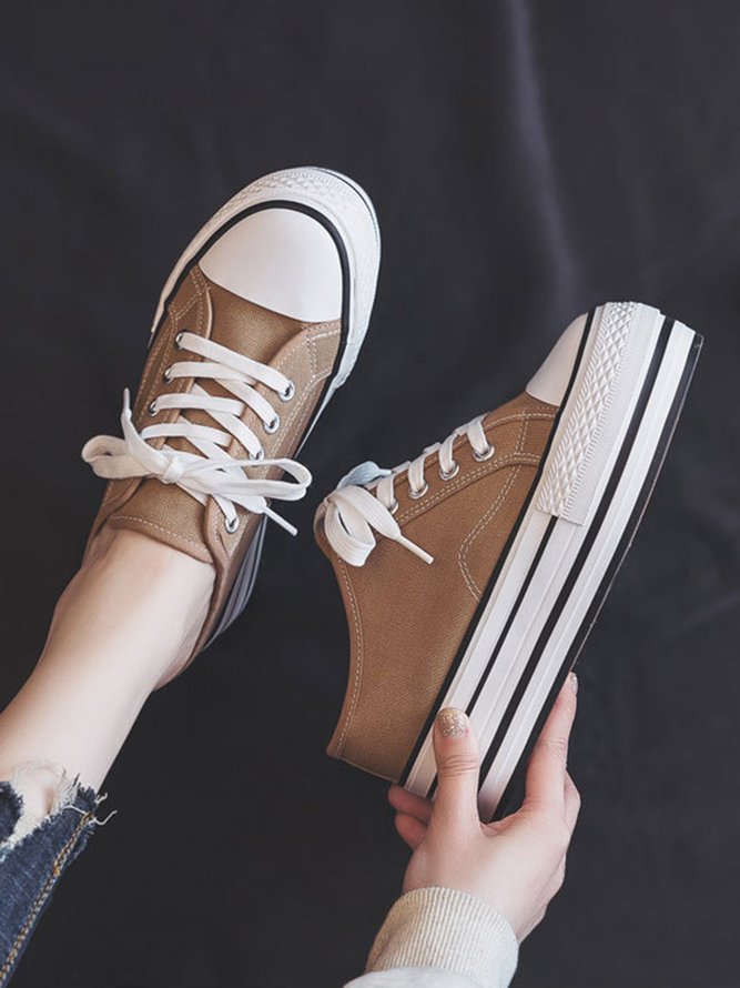 Casual Increased Wedges Canvas Slippers