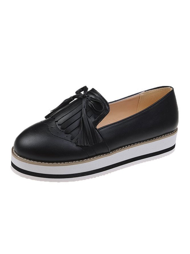 Bowknot Tassel Classic Baroque Flat Leather Shoes