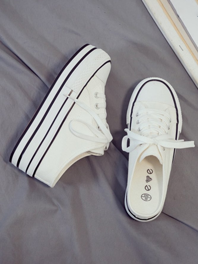 Casual Increased Wedges Canvas Slippers