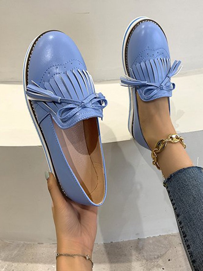 Bowknot Tassel Classic Baroque Flat Leather Shoes