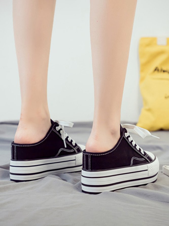 Casual Increased Wedges Canvas Slippers
