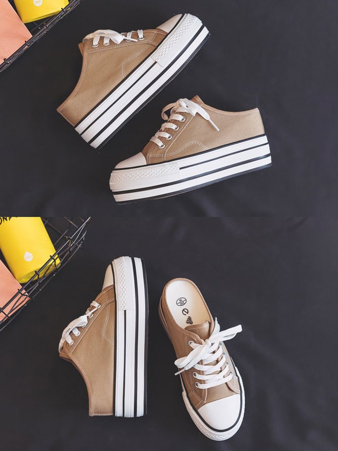 Casual Increased Wedges Canvas Slippers