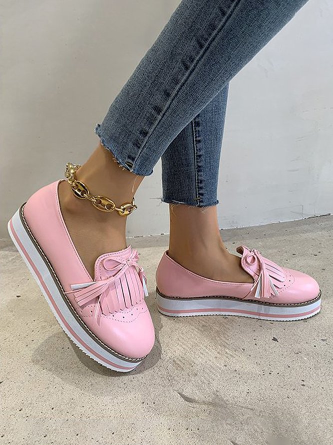 Bowknot Tassel Classic Baroque Flat Leather Shoes