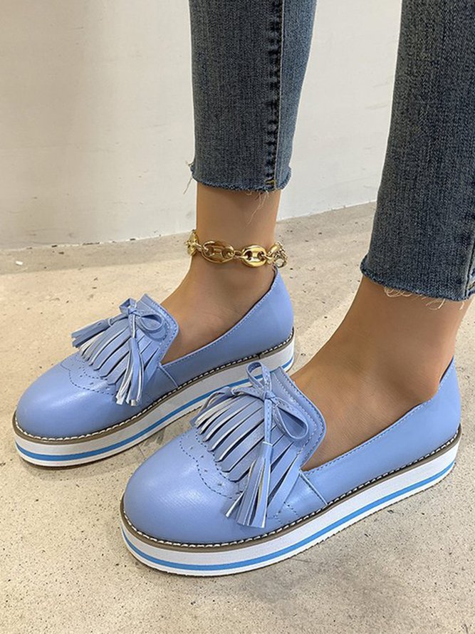 Bowknot Tassel Classic Baroque Flat Leather Shoes
