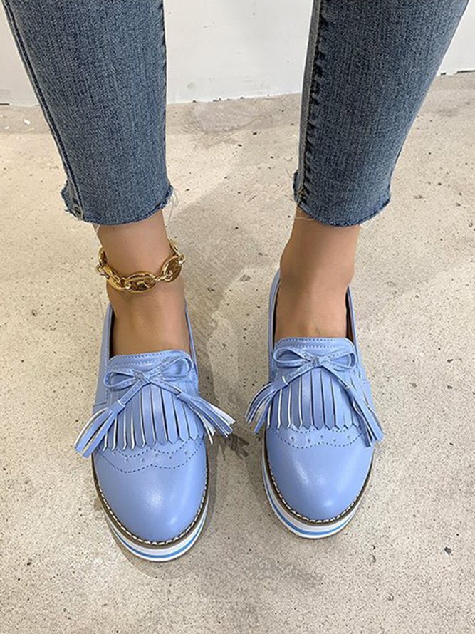 Bowknot Tassel Classic Baroque Flat Leather Shoes
