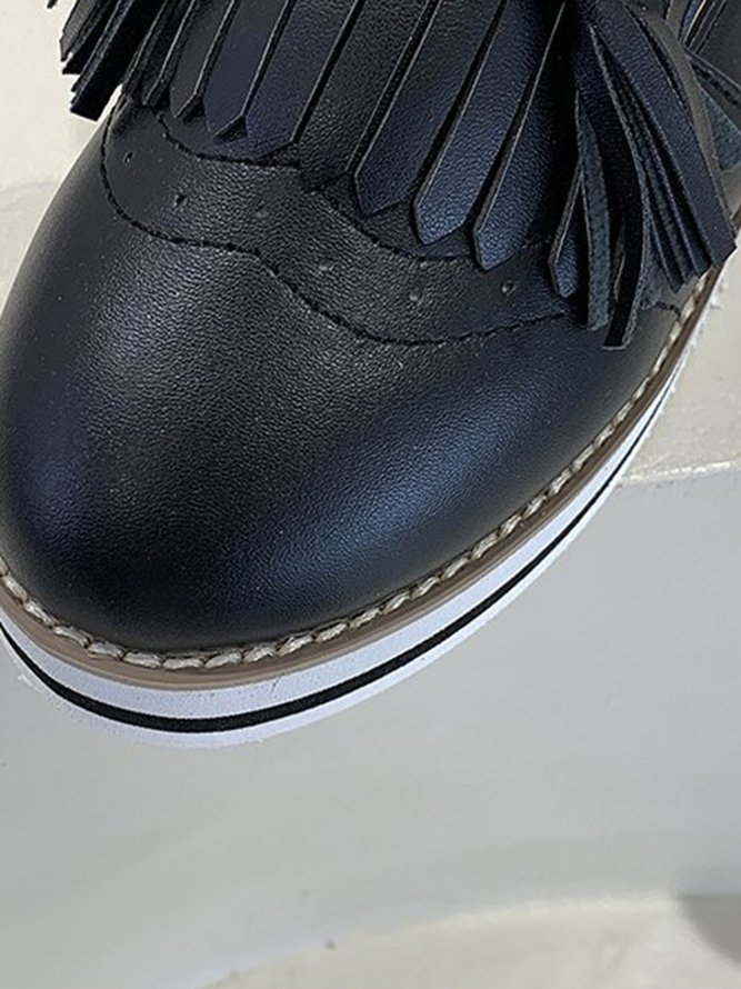 Bowknot Tassel Classic Baroque Flat Leather Shoes