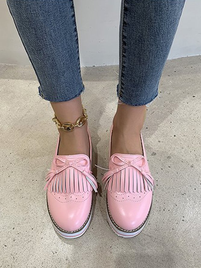 Bowknot Tassel Classic Baroque Flat Leather Shoes