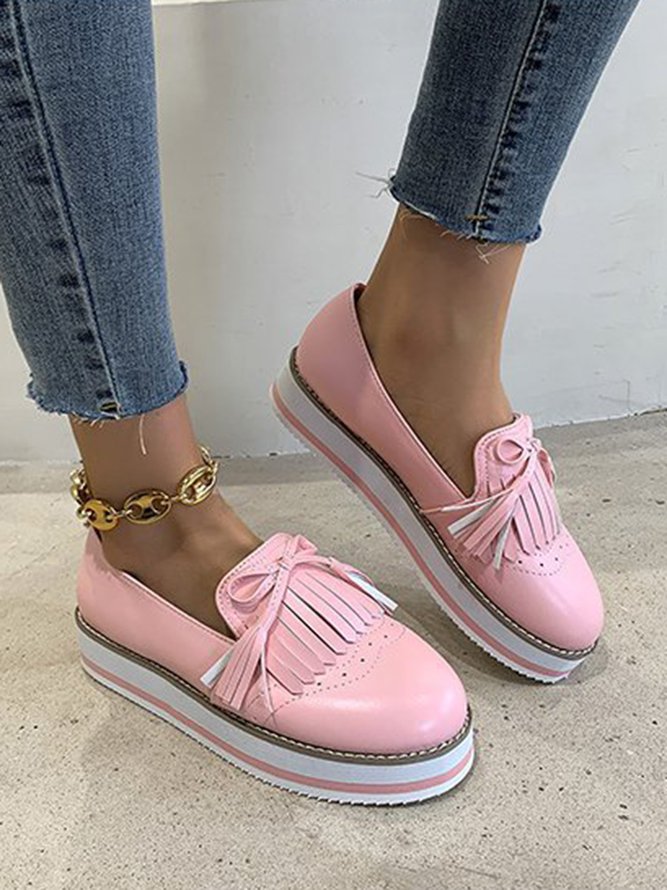 Bowknot Tassel Classic Baroque Flat Leather Shoes