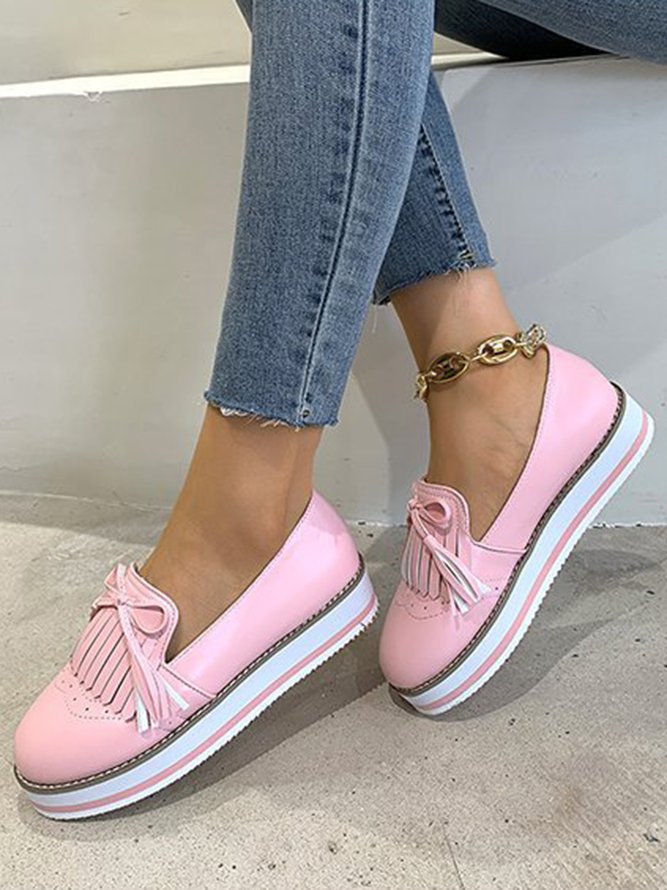 Bowknot Tassel Classic Baroque Flat Leather Shoes