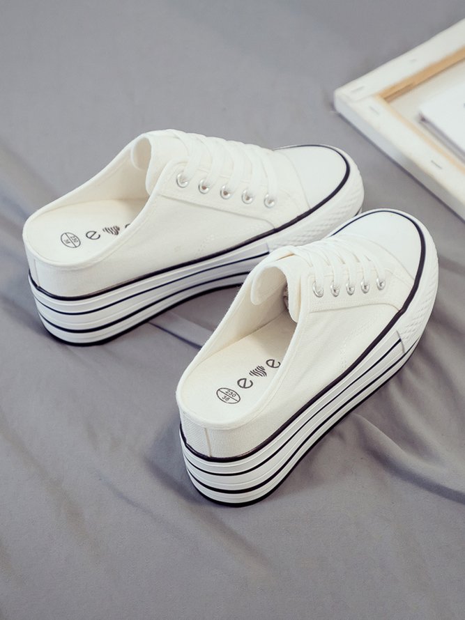 Casual Increased Wedges Canvas Slippers