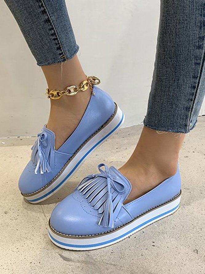 Bowknot Tassel Classic Baroque Flat Leather Shoes