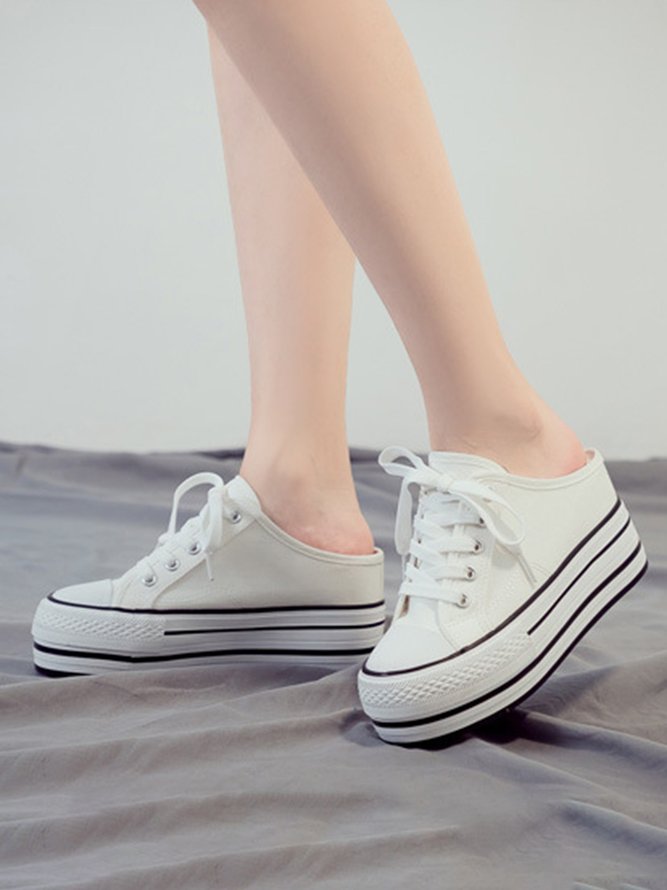 Casual Increased Wedges Canvas Slippers