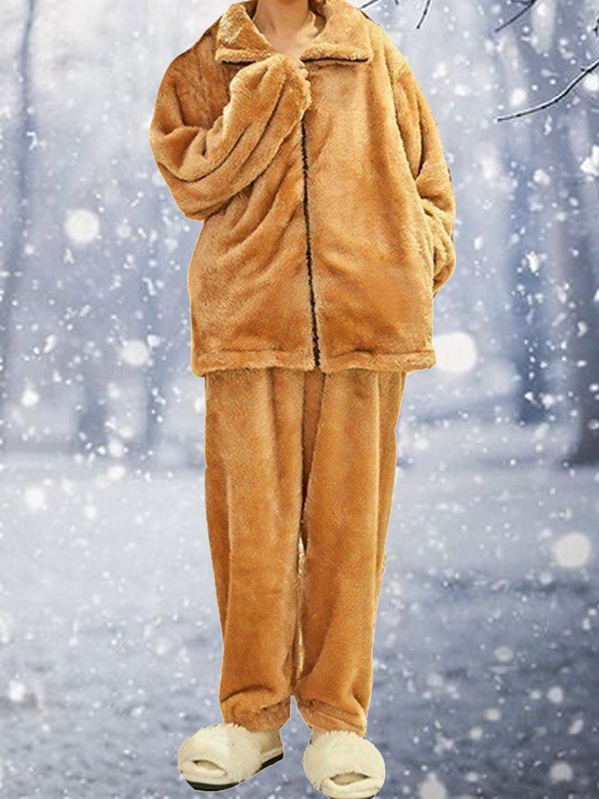 Coral Fleece Warm Zipper Jacket Long Homewear Suit Plus Size