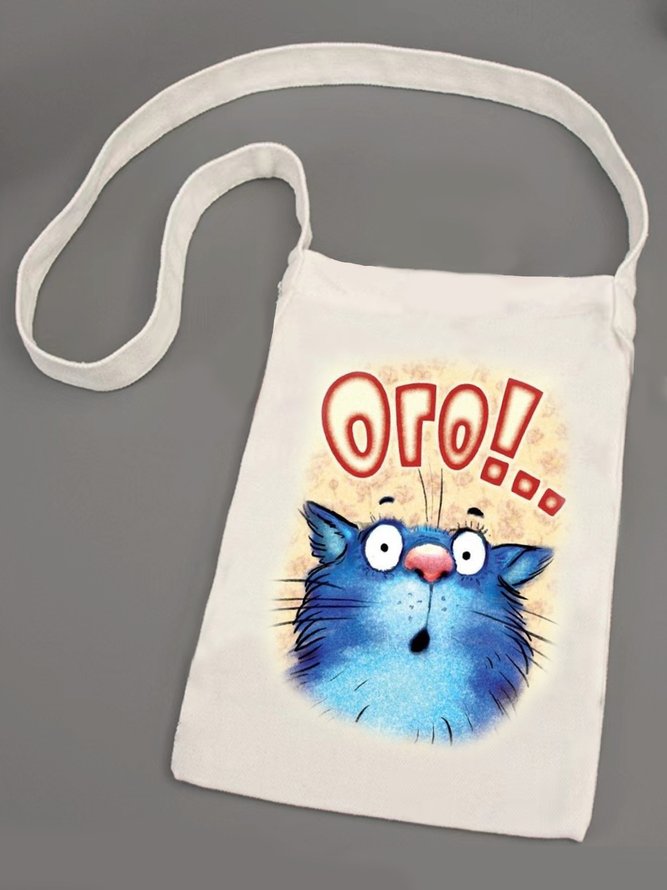 Cat Canvas Crossbody Shopping Bag