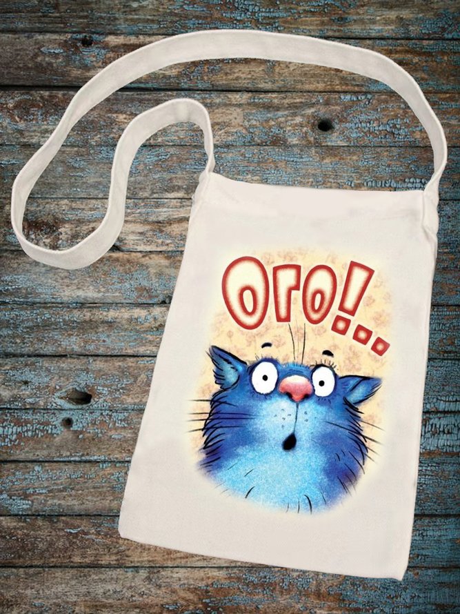 Cat Canvas Crossbody Shopping Bag