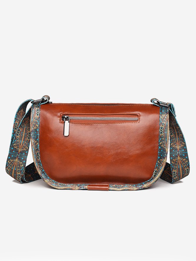 Ethnic Vintage Letter Embossed Shoulder Crossbody Bag