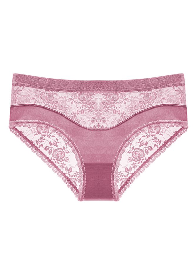 Sexy Lace Satin Low Waist Briefs Plus Size