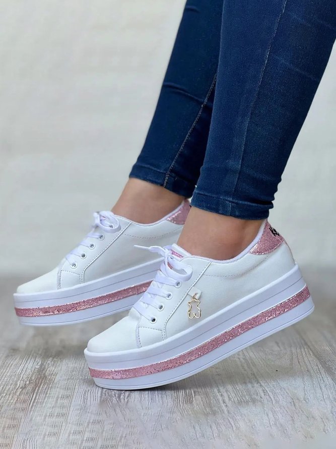 Women's Plus Size Wearable Gritt Lace-Up Platform Shoes