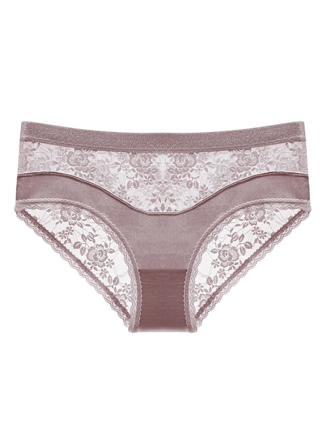 Sexy Lace Satin Low Waist Briefs Plus Size
