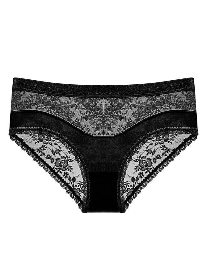 Sexy Lace Satin Low Waist Briefs Plus Size