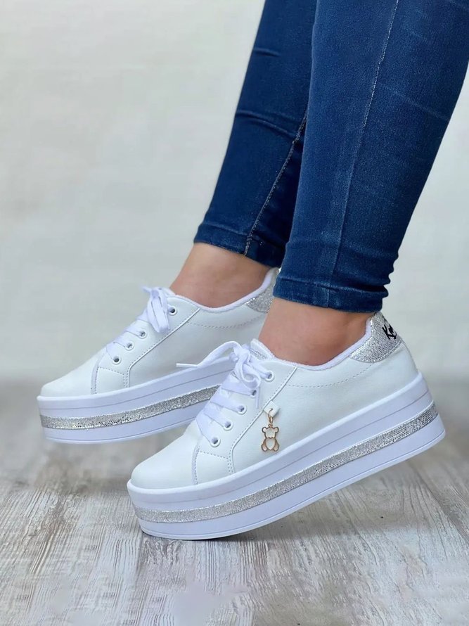 Women's Plus Size Wearable Gritt Lace-Up Platform Shoes