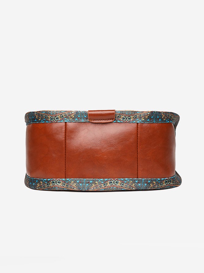 Ethnic Vintage Letter Embossed Shoulder Crossbody Bag
